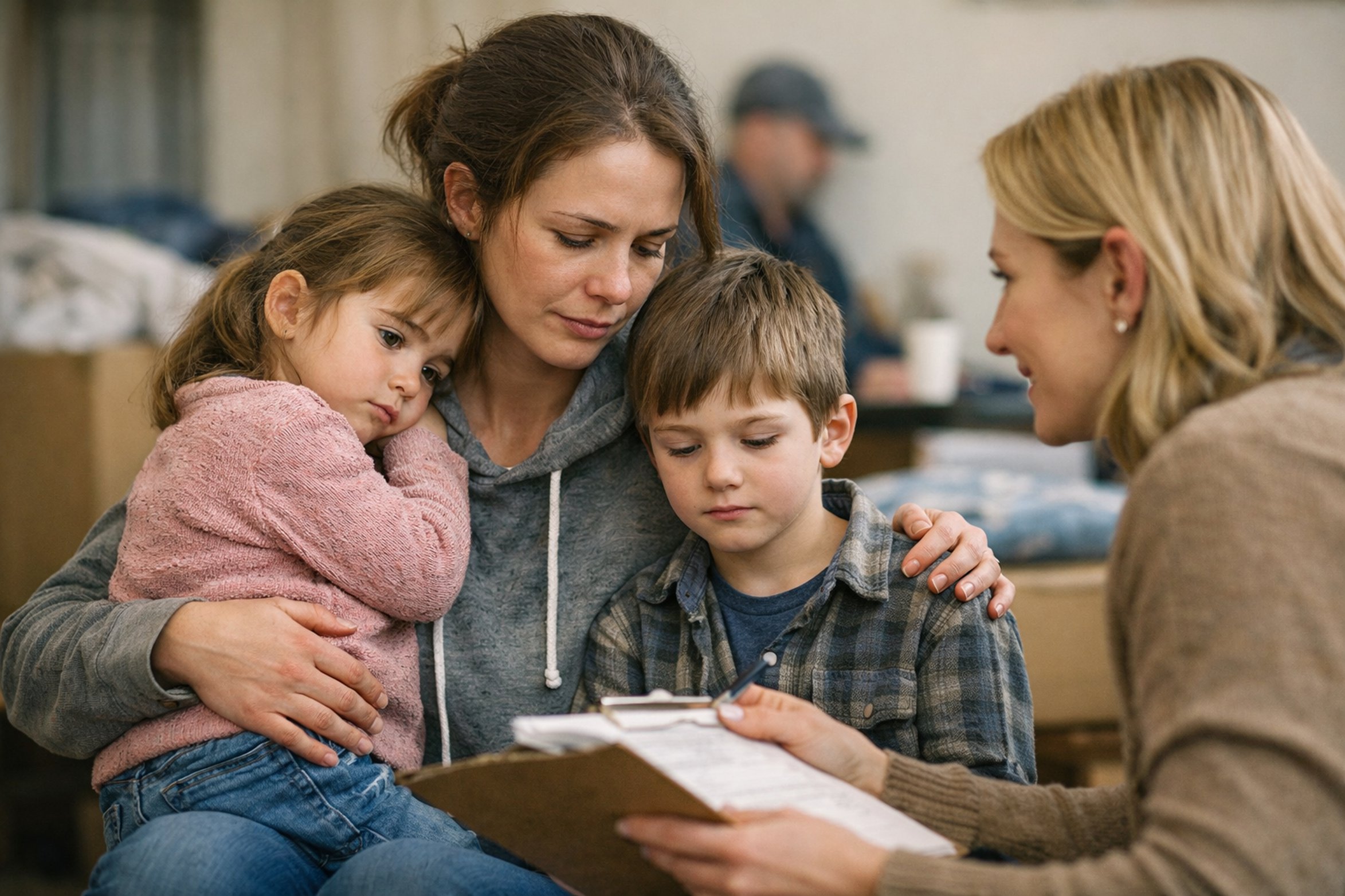 Mother and her children in need